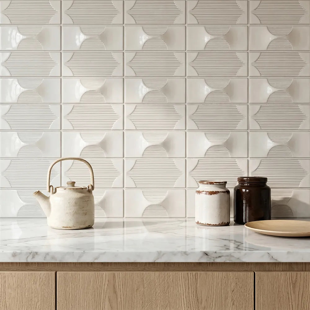 Arabesque Textured Handmade Cream 12-1/2-in x 16-in Porcelain Mosaic Floor and Wall Tile( 8.3 sq. ft. /Box )