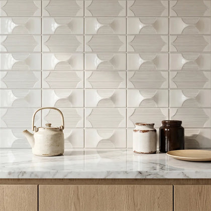 Arabesque Textured Handmade Cream 12-1/2-in x 16-in Porcelain Mosaic Floor and Wall Tile( 8.3 sq. ft. /Box )