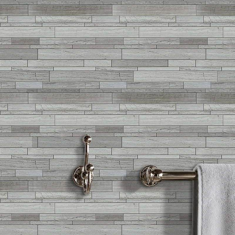Wooden White Random Strip 13-in x 12-in Honed Marble Mosaic Wall Tile( 5.4 sq. ft. /Box )