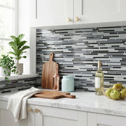 Gray Shadow Random Thin Strip 12-in x 12-in Glass Mosaic Wall Tile( 20 sq. ft. /Box )