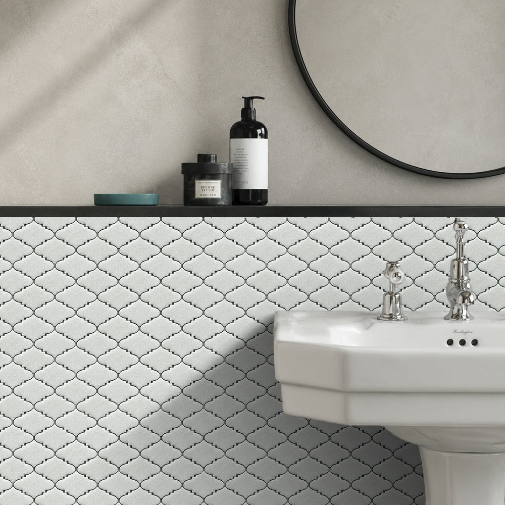 Blanco Crackled 10-in x 12-in Porcelain Mosaic Tile( 8.3 sq. ft. /Box )