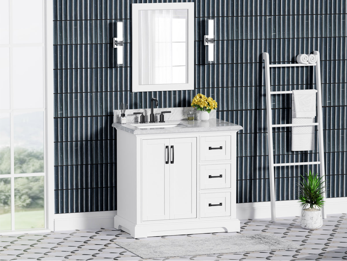 Rhoda 36" Vanity Set with Luxurious Carrara Marble Top