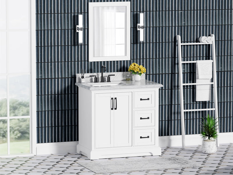 Rhoda 36" Vanity Set with Luxurious Carrara Marble Top