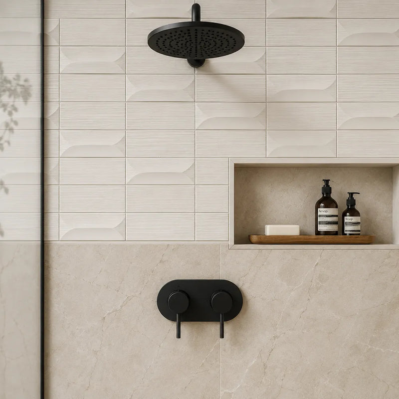 Abstract 3D Pattern Cream 12-1/2-in x 16-in Porcelain Mosaic Floor and Wall Tile( 8.3 sq. ft. /Box )