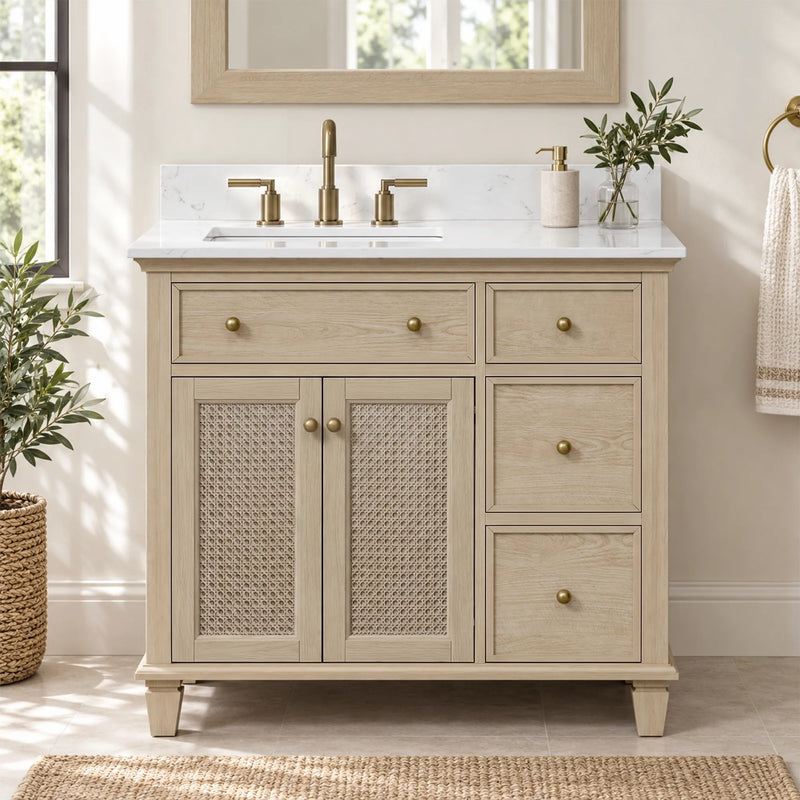 Ronnie 36" Vanity Set with White Carrara Quartz Top