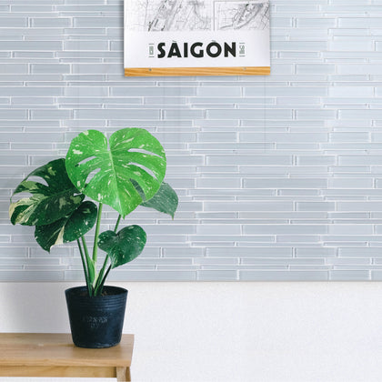 Ice Block Random Strip 12-in x 12-in Glass Mosaic Wall Tile( 10 sq. ft. /Box )