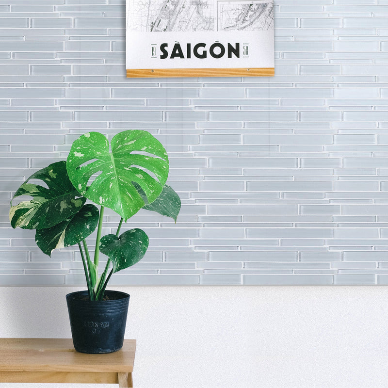Ice Block Random Strip 12-in x 12-in Glass Mosaic Wall Tile( 10 sq. ft. /Box )