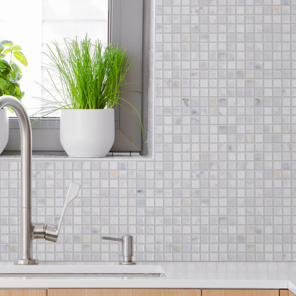 5/8" Calacatta 12-in x 12-in Polished Marble Mosaic Floor and Wall Tile( 5 sq. ft. /Box )