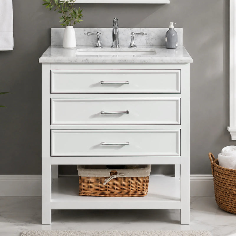 1.0 Manhattan 30" Vanity With Carrara Marble Top
