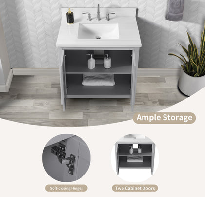 Hollister 30" Single Vanity with Sintered Stone Carrara Top