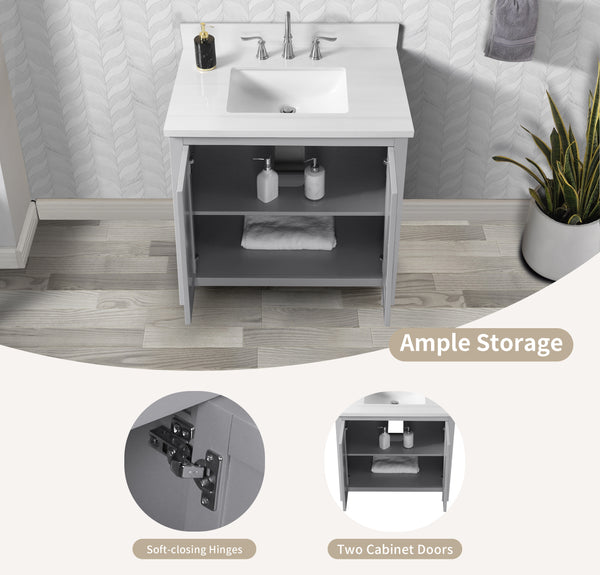 Hollister 30" Single Vanity with Sintered Stone Carrara Top