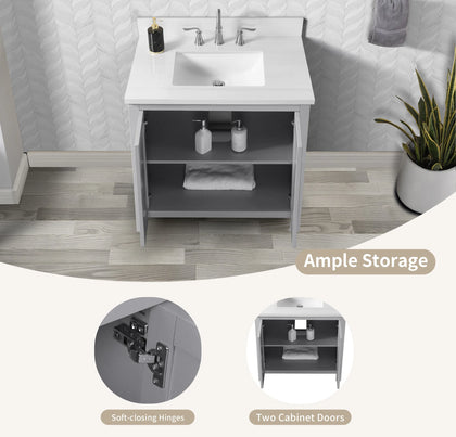 Hollister 30" Single Vanity with Sintered Stone Carrara Top