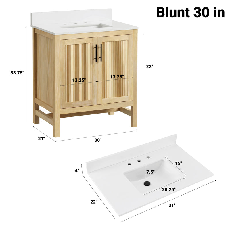 Blunt 30" Single Vanity with Pure White Quartz Top