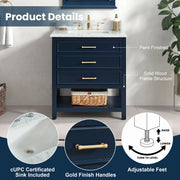 1.0 Manhattan 30" Vanity With Carrara Marble Top
