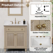 Ronnie 30" Vanity Set with White Carrara Quartz Top