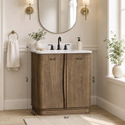 Zamora 30" Vanity Set with Carrara White Quartz Top - Castle Oak