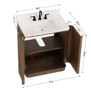Zamora 30" Vanity Set with Carrara White Quartz Top - Castle Oak