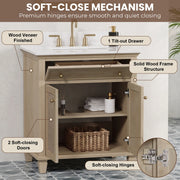 Ronnie 30" Vanity Set with White Carrara Quartz Top