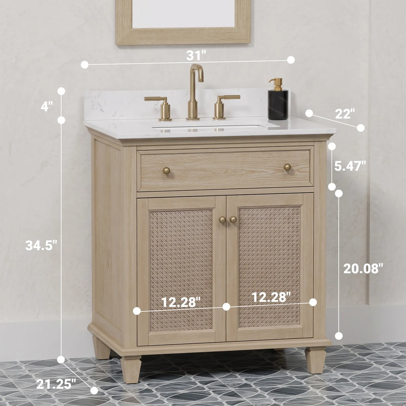 Ronnie 30" Vanity Set with White Carrara Quartz Top