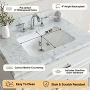 1.0 Manhattan 30" Vanity With Carrara Marble Top