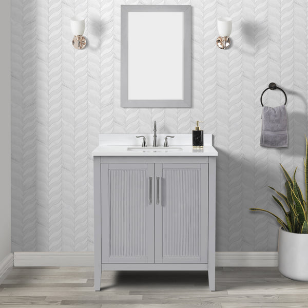 Hollister 30" Single Vanity with Sintered Stone Carrara Top
