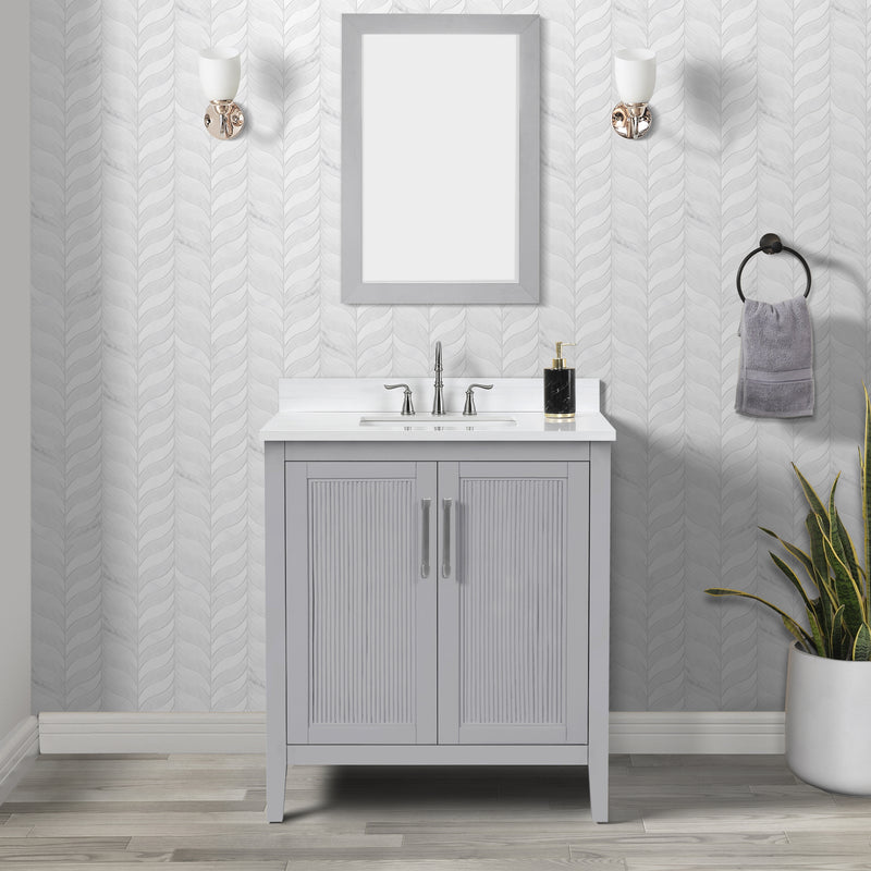 Hollister 30" Single Vanity with Sintered Stone Carrara Top