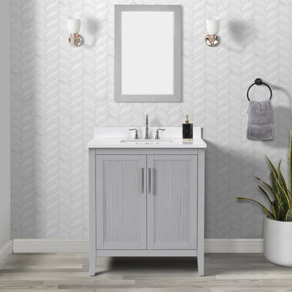 Hollister 30" Single Vanity with Sintered Stone Carrara Top