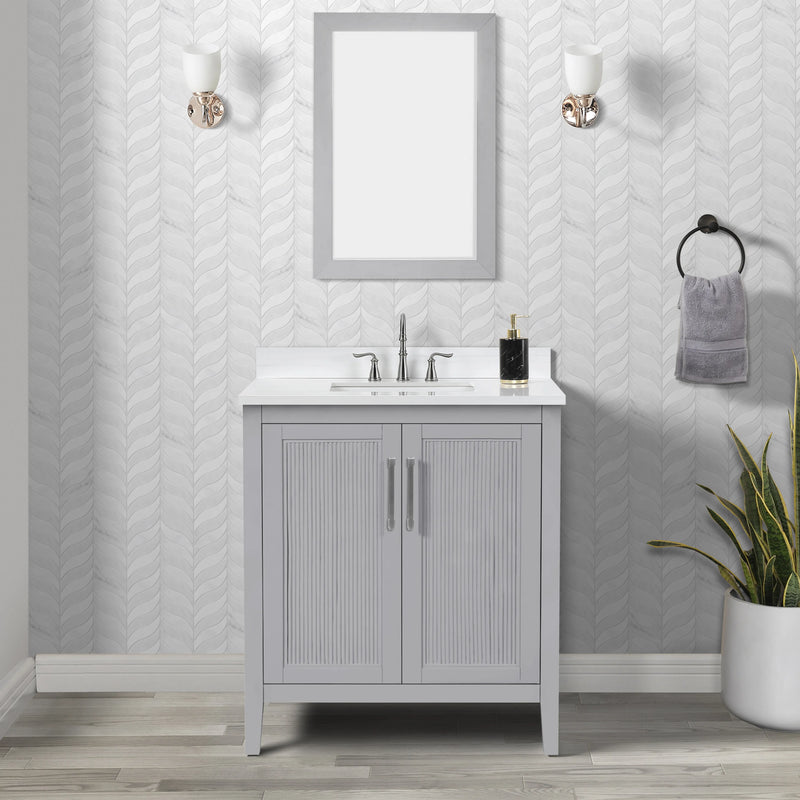 Hollister 30" Single Vanity with Sintered Stone Carrara Top