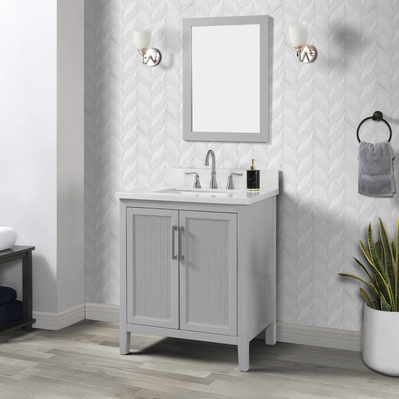 Hollister 30" Single Vanity with Sintered Stone Carrara Top