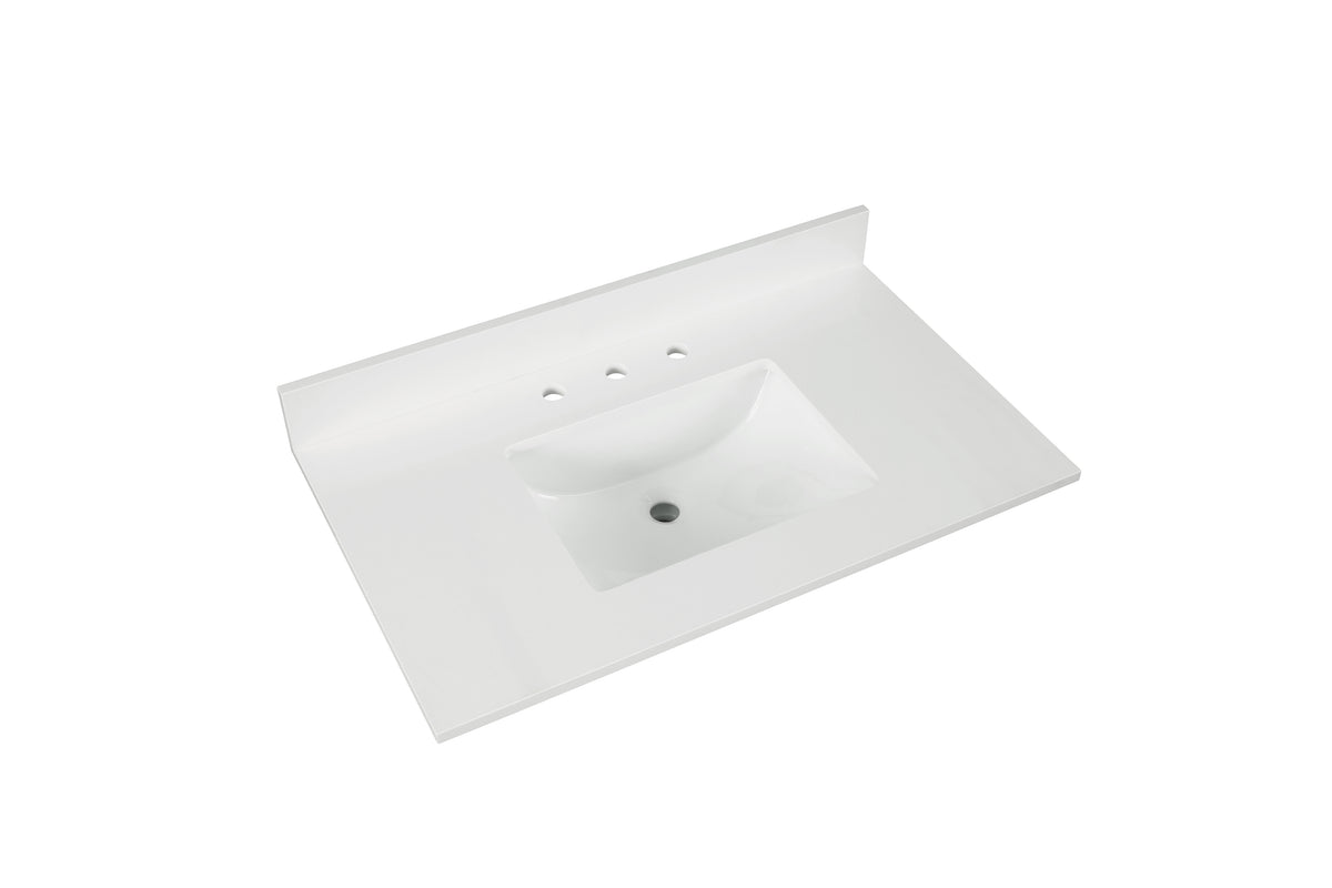 37 "Snow White Quartz Vanity Top with Sink