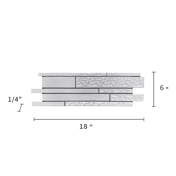 Pure Glass Mix Random Strip Mosaic Wall Tile - Sample (Product Shown is Full Size)