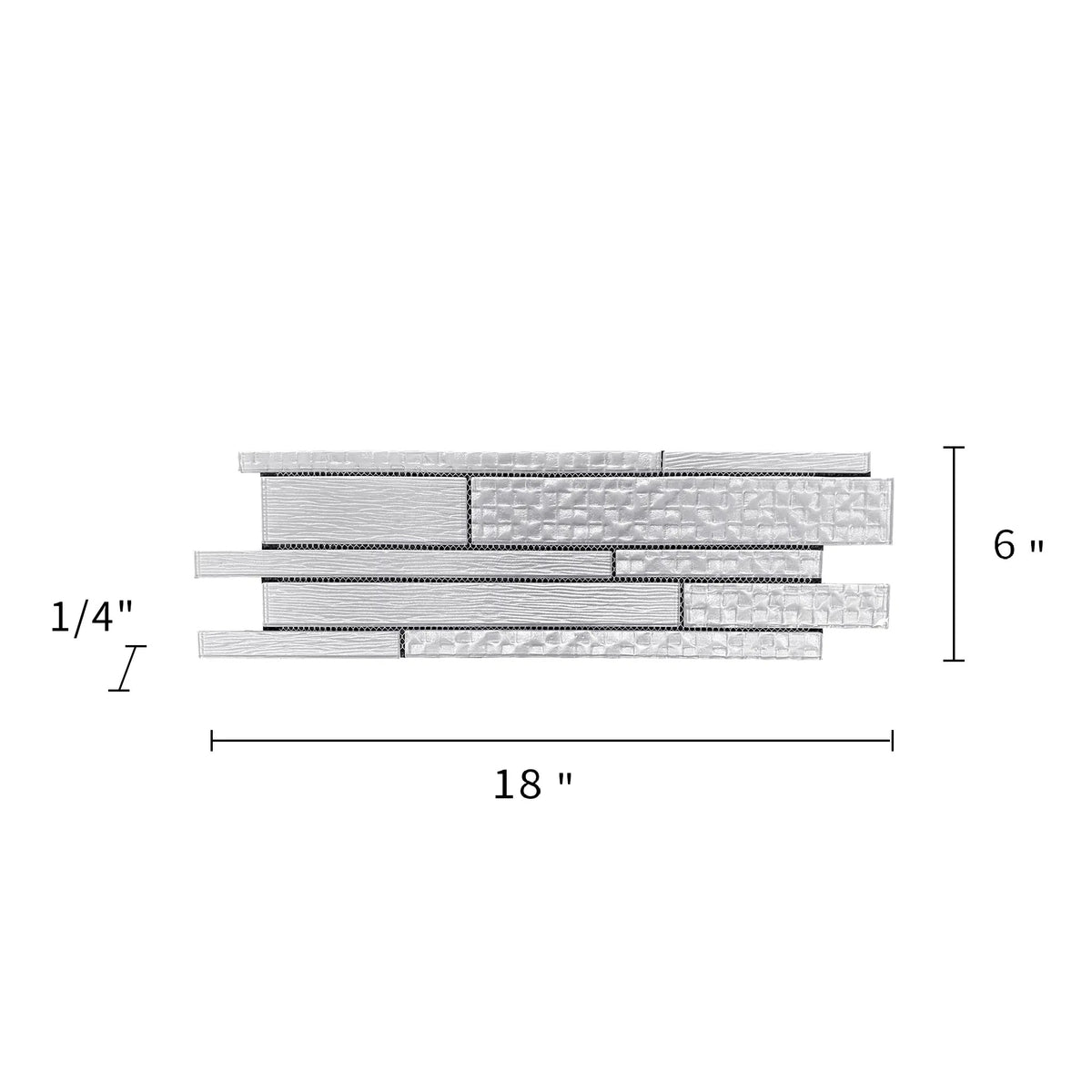 6-in x 18-in Pure Glass Mix Random Strip Mosaic Wall Tile( 7.5 sq. ft. /Box )
