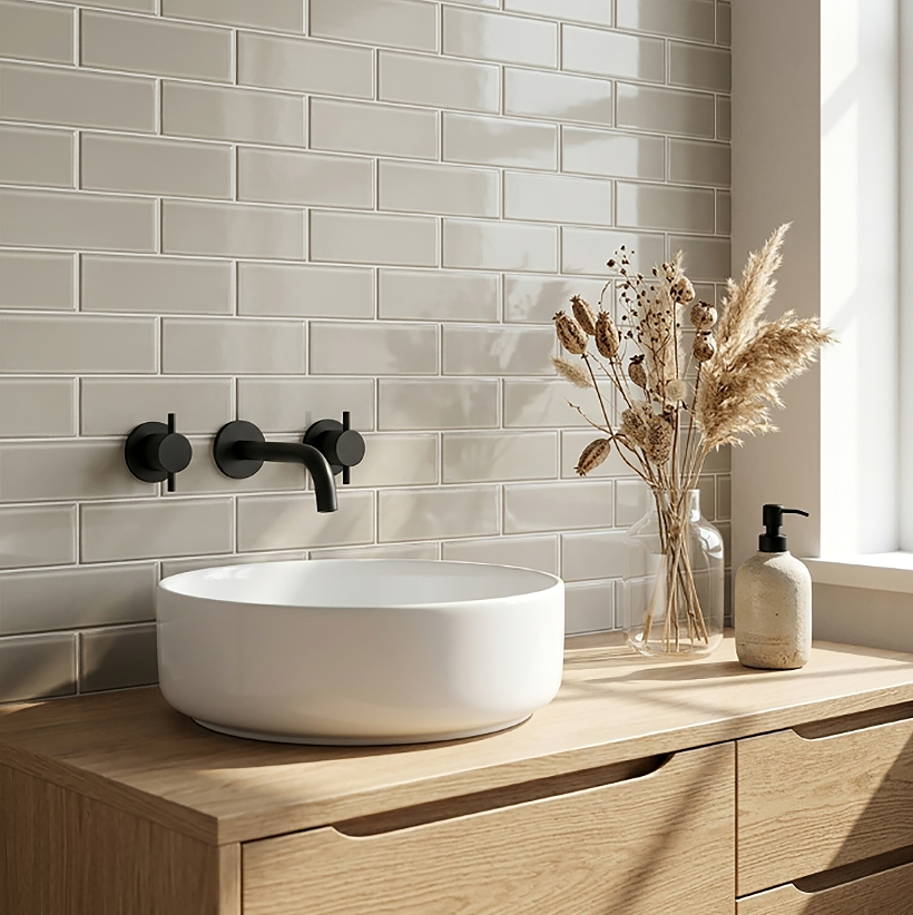 Ice Gray 4-in x 12-in Glass Tile( 3.96 sq. ft. /Box )