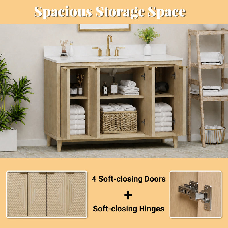 Summerville 48" Vanity Set with Pure White Quartz Countertop