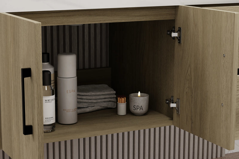 Utopia 36" Floating Bathroom Vanity with Calacatta Sintered Stone Top