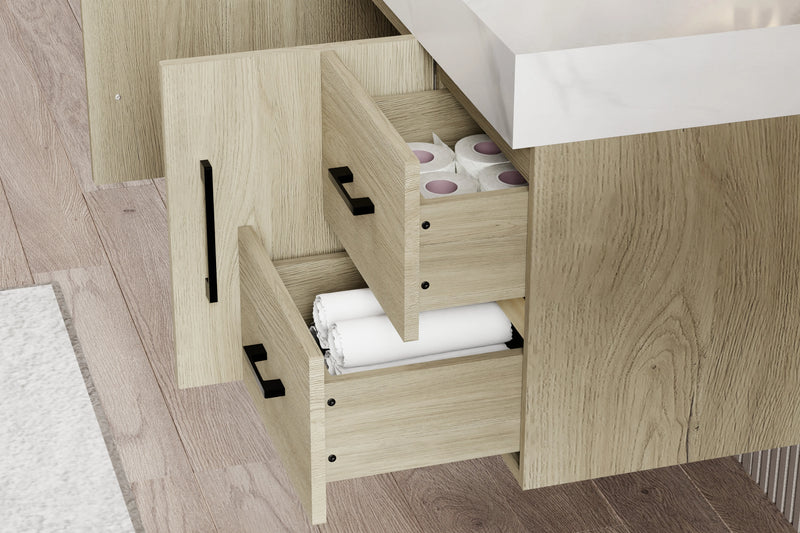 Utopia 36" Floating Bathroom Vanity with Calacatta Sintered Stone Top
