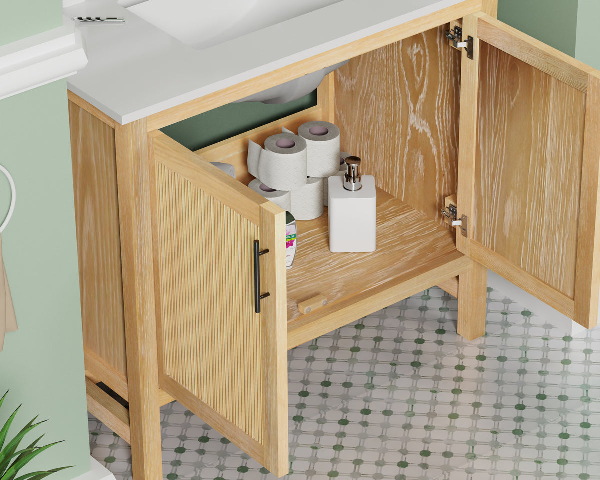 Blunt 36" Single Vanity with Pure White Quartz top with