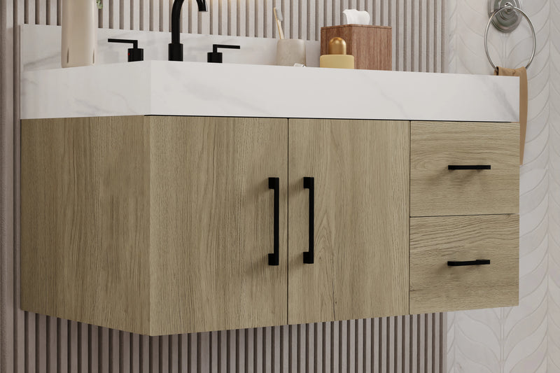 Utopia 36" Floating Bathroom Vanity with Calacatta Sintered Stone Top