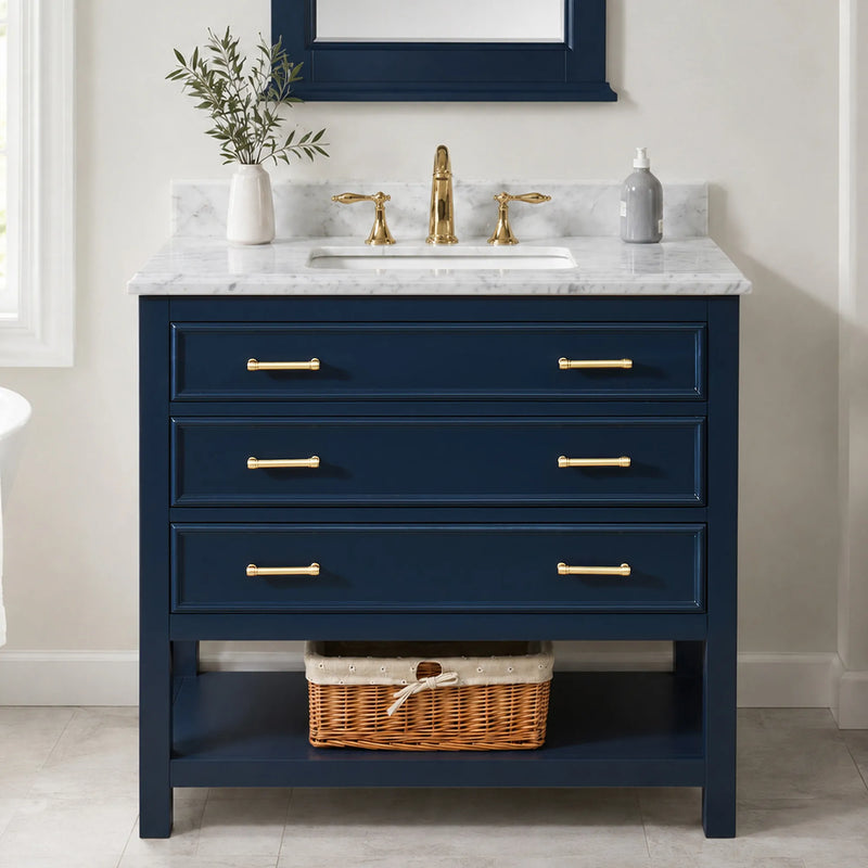 1.0 Manhattan 36" Single Vanity With Carrara Marble Top