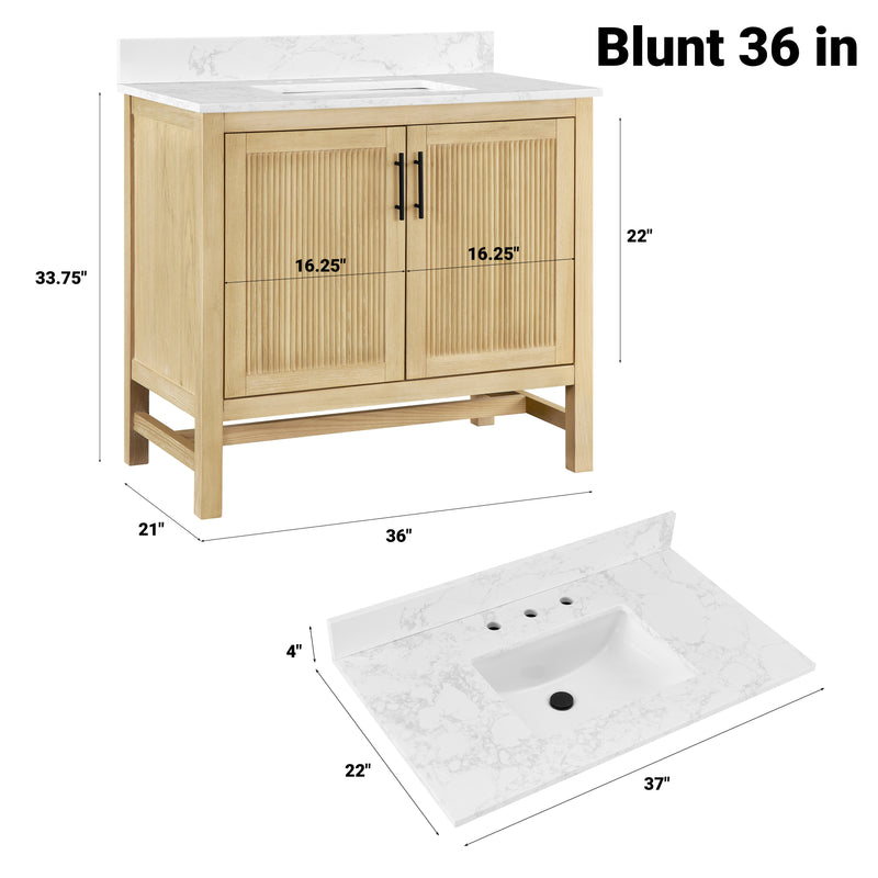 Blunt 36" Single Vanity with Pure White Quartz top with
