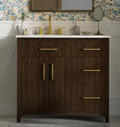 Warner 36" Single Vanity With Columbia White Marble Top