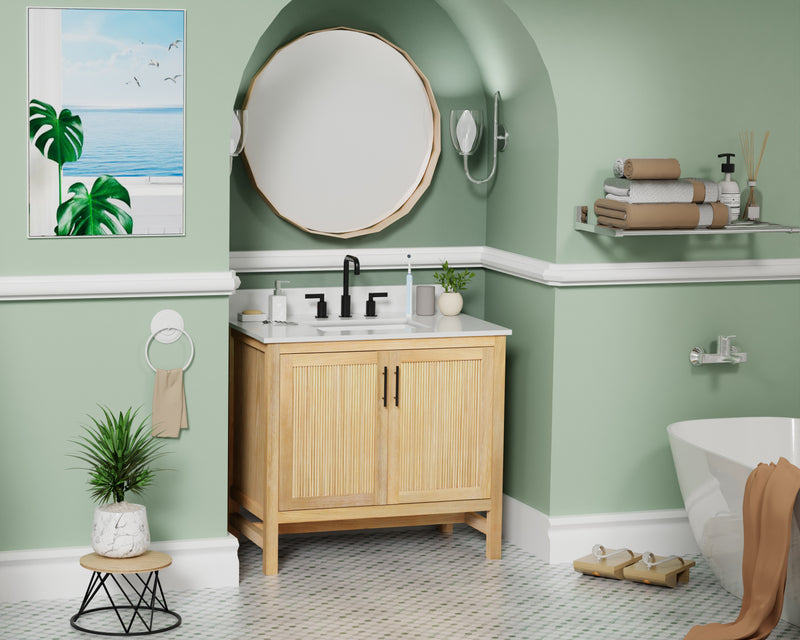 Blunt 36" Single Vanity with Pure White Quartz top with