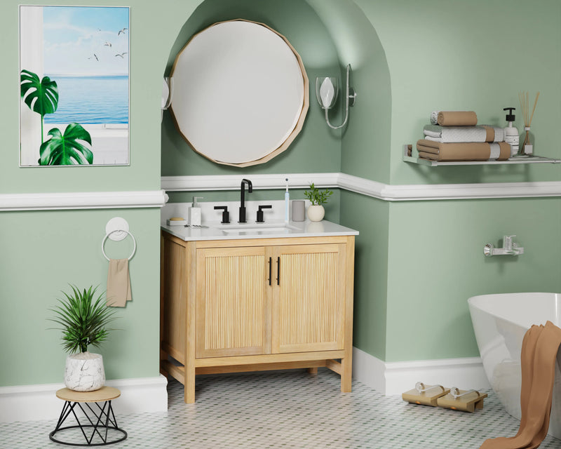Blunt 36" Single Vanity with Pure White Quartz top
