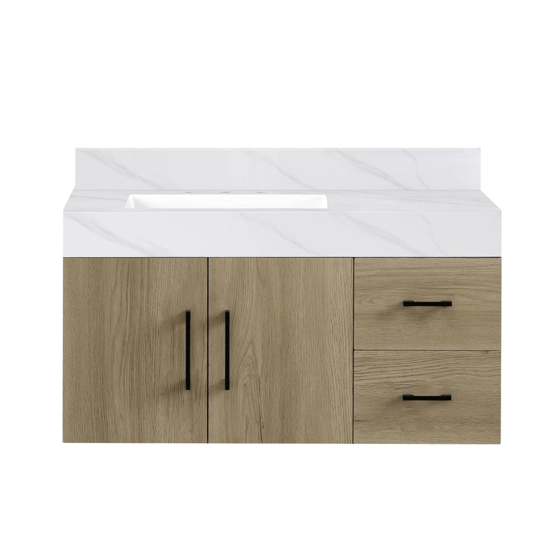 Utopia 36" Floating Bathroom Vanity with Calacatta Sintered Stone Top