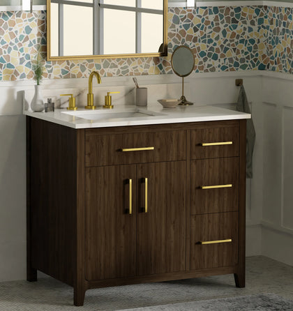 Warner 36" Single Vanity With Columbia White Marble Top