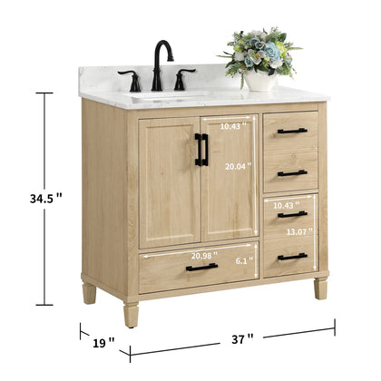 Hardin 36" Single Vanity With Carrara White Engineered Stone Top
