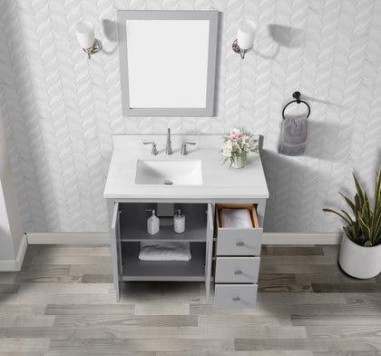 Hollister 36" Single Vanity with Sintered Stone Carrara Top