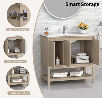 Mena 36" Single Vanity With Porcelain Top