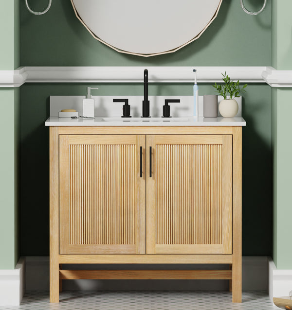 Blunt 36" Single Vanity with Pure White Quartz top with