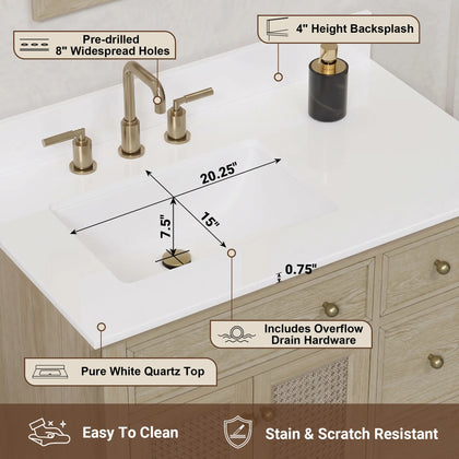 Ronnie 36" Vanity Set with Pure White Quartz top